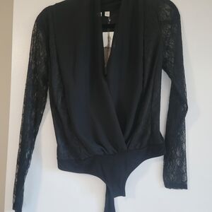 Eva Mendes for New York & Company Elegant Black Lace Bodysuit